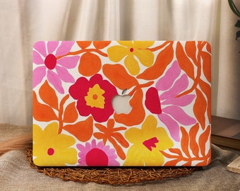 Cute Orange Flower MacBook Case for MacBook Pro 16 15 Air 15 14 13 11 MacBook Retina 15 13 12 Apple Laptop Sleeves 2023 2022 Cover A2941