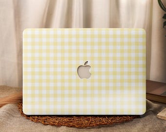 Yellow Line Grid MacBook Case for MacBook Pro 16 15 Air 15 14 13 11 MacBook Retina 15 13 12 Laptop Sleeves 2023 2024 Cover A3113/A3114