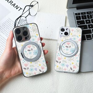 The Line フラワー iPhone ケース、Magsafe iPhone 16/15 ケース、iPhone 14/13/12 レザーマグネット式、iPhone 7/8/12/13 Mini ケース XR XS SE ケース