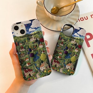 Imitation 3D Towns Case for iPhone 16 15 13 14, iPhone14 13 12 11 Pro Max Matte 16 15 Plus Case, iPhone 12/13 Mini Case XR XS SE Case