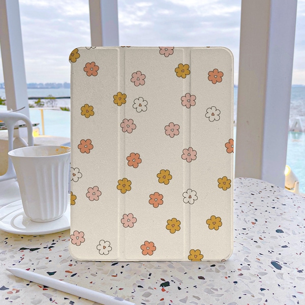 Yellow Flowers iPad Case iPad Air 4/5 Case iPad 9/10 Case Mini 6/5/4/3/2 Cover For iPad 10.9"12.9 With Pencil Holder iPad 2022 2021 2020