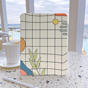 Plaid Line Drawing iPad Case 7th Generation iPad Case with Pencil Holder iPad Case for Air 4/5/6, 10.9 Soft Back Cover For iPad Pro 2024