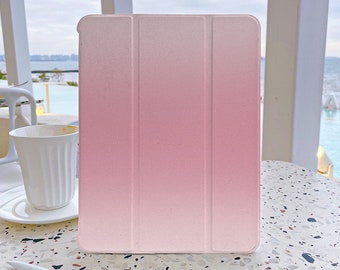 Ombré Peach Pink Color iPad Case 7th Generation iPad Case with pencil holder iPad Case 9 Generation 10.2 Soft Back Cover For iPad Air 4