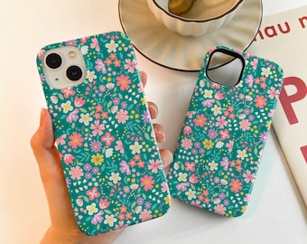 Colorful Green Floral Phone 15/7/12/13 Mini Case iPhone 15 1411 Pro XR XS SE Case iPhone 14 13 12 11 Pro Max Case 15 Plus Case iPhone Cover