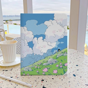 Cartoon Rabbit Cloud Scenery iPad Case 7th Generation iPad Case with pencil holder iPad Case 9 Generation 10.2 Soft Back Cover For iPad Air4