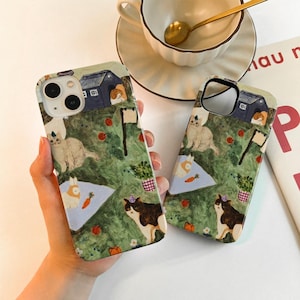 Illustration de peinture à l'huile Coque pour iPhone 16 15, iPhone 14 13 12 11 Pro Max Matte 14 15 Plus, iPhone 7/8 Mini Coque XR XS SE
