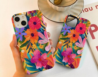 Colorful Flower Case For iPhone 18 17 16 15 13 12 14, iPhone14 13 12 Pro Max Matte 14 15 Plus Case, iPhone 7/8/12/13 Mini Case XR XS SE Case