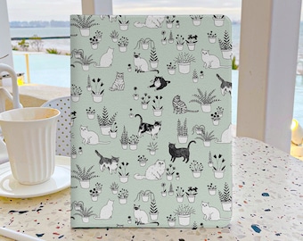 Cute Cat And Plant iPad Case 7th Generation iPad Case with pencil holder iPad Case 9 Generation 10.2 Soft Back Cover For iPad Air 4