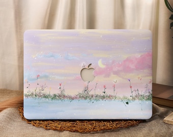 Pink Sky Moon MacBook Case for MacBook Pro 16 15 Air 15 14 13 11 MacBook Retina 15 13 12 Apple Laptop Sleeves 2023 2022 Cover A2941