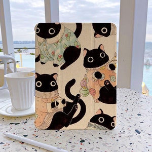 Black Cat iPad Case 7th Generation iPad Case with pencil holder iPad Case 9 Generation 10.2 Soft Back Cover For iPad Air 4 ipad 2022