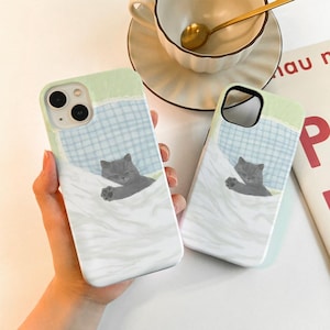 Niedliche Katze schläft iPhone Hülle für iPhone 16 15 13 12, iPhone 14 13 12 Pro Max Matte 14 15 Plus Hülle, iPhone 7/8/12/13 Mini Hülle XR XS SE Hülle