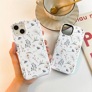 Étui pour iPhone 15, blanc, motif fleurs sauvages, étui pour nouvel iPhone 14 3 12 11 Pro Max, étui 13 Pro, iPhone SE X XR XS Max 7 8 Plus