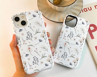 iPhone 15 Case White Wildflower Pattern Phone Case for New iPhone 14 3 12 11Pro Max Case 13 Pro Case  iPhone SE X XR XS Max 7 8 Plus Cover