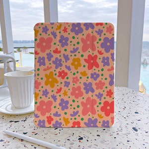 iPad Air 4/5 Case iPad 9/10 Case Mini 6/5/4/3/2 Colorful Flowers iPad Case Cover For iPad 10.9&quot;12.9 With Pencil Holder iPad 2022 2021 2020