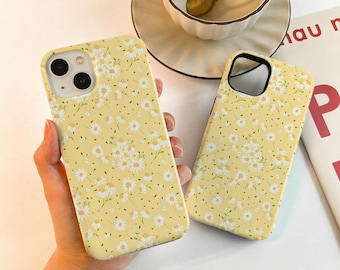 Creamy Yellow Daisy Pattern Case For iPhone 18 17 16 15, iPhone Case for 13 12 Pro Max, Matte/Glossy 14 15 Plus Case, iPhone12/13 Mini Case