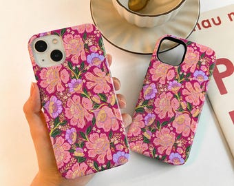 Bright Pink Flower Case For iPhone 18 17 16 15, iPhone Case for 14 13 12 Pro Max, Matte/Glossy 14 15 Plus Case, iPhone12/13 Mini Case