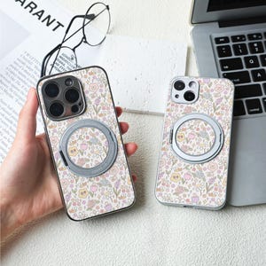 かわいい小さな花の iPhone ケース、Magsafe iPhone 16/15 ケース、iPhone 14/13/12 レザーマグネット、iPhone 7/8/12/13 Mini ケース XR XS SE ケース
