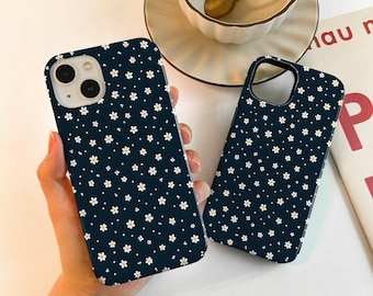 Navy Ditsy Daisy Phone Case For iPhone 17 16 15, iPhone Case for 14 13 12 Pro Max, Matte/Glossy 14 15 Plus Case, iPhone12/13 Mini 17 Air 17e