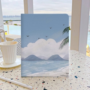 Beach Blue Sky Coconut Tree iPad Case 7th Generation iPad Case with pencil holder iPad Case 9 Generation 10.2 Soft Back Cover For iPad Air 4