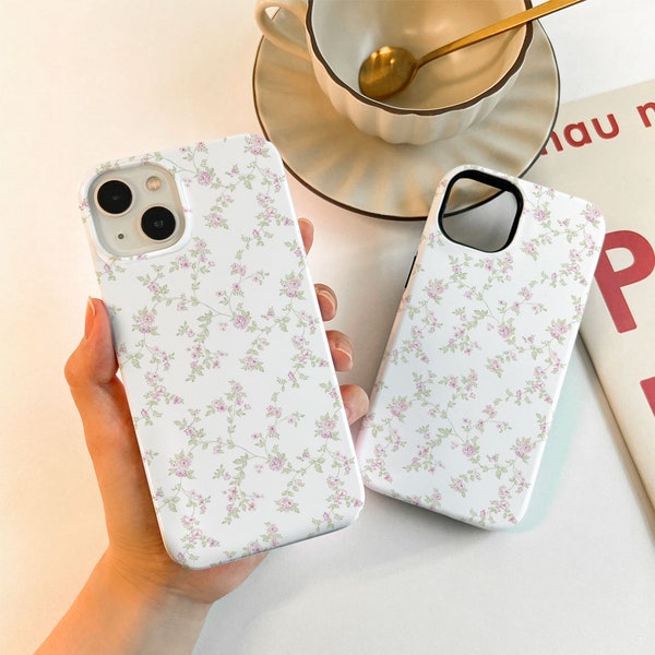 Pink Floral Case For iPhone 15 14 13 12 11, iPhone 14 13 12 11 Pro Max Matte Case 15 Plus Case, iPhone 7/8/12/13 Mini Case XR XS SE Case