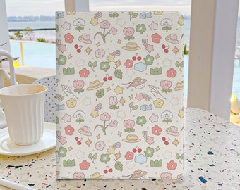 Cute Flower Cherry iPad Case 7th Gen iPad Case With Pencil Holder iPad Case 9 Generation 10.2 Soft Back Cover For iPad Air 4/5 iPad