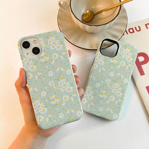 Coque de téléphone à fleurs vertes pour iPhone, compatible modèles 15 Pro, 14, 13, 12, 11 Pro Max, SE, X, XR, XS Max, 7, 8 Plus image 1