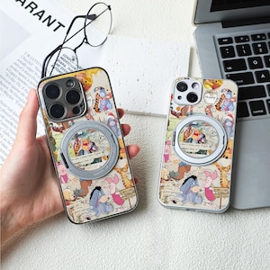 くまのプーさん iPhone ケース、Magsafe iPhone 16/15 ケース、iPhone 14/13/12 レザーマグネット、iPhone 7/8/12/13 Mini ケース XR XS SE ケース