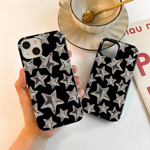Black Star Case For iPhone 16 15 13 12 11, iPhone 14 13 12 11 Pro Max Matte 14 15 Plus Case, iPhone 7/8/12/13 Mini Case XR XS SE Case