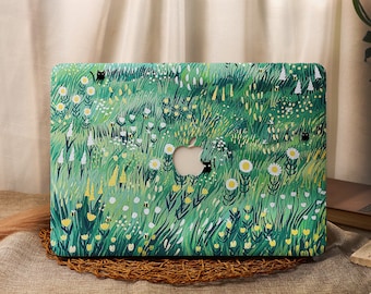 Funda para MacBook con diseño de flores de hierba verde para MacBook Pro 16, 15, Air 15, 14, 13 y 11 pulgadas, MacBook Retina 15, 13 y 12 pulgadas, funda para portátil Apple 2023-2022, A2941