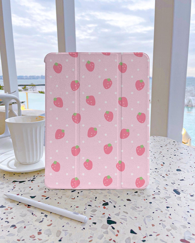 Pink Cute Little Strawberry Ipad Case 7th Generation Ipad Case Etsy