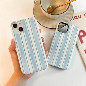 Rayures bleues Coque pour iPhone 16 15 13 12, iPhone 14 13 12 Pro Max Matte 14 15 Plus, iPhone 7/8/12/13 Mini coque XR XS SE