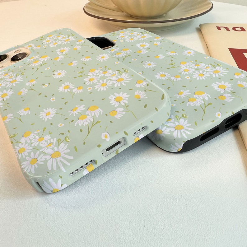 Coque de téléphone à fleurs vertes pour iPhone, compatible modèles 15 Pro, 14, 13, 12, 11 Pro Max, SE, X, XR, XS Max, 7, 8 Plus image 7