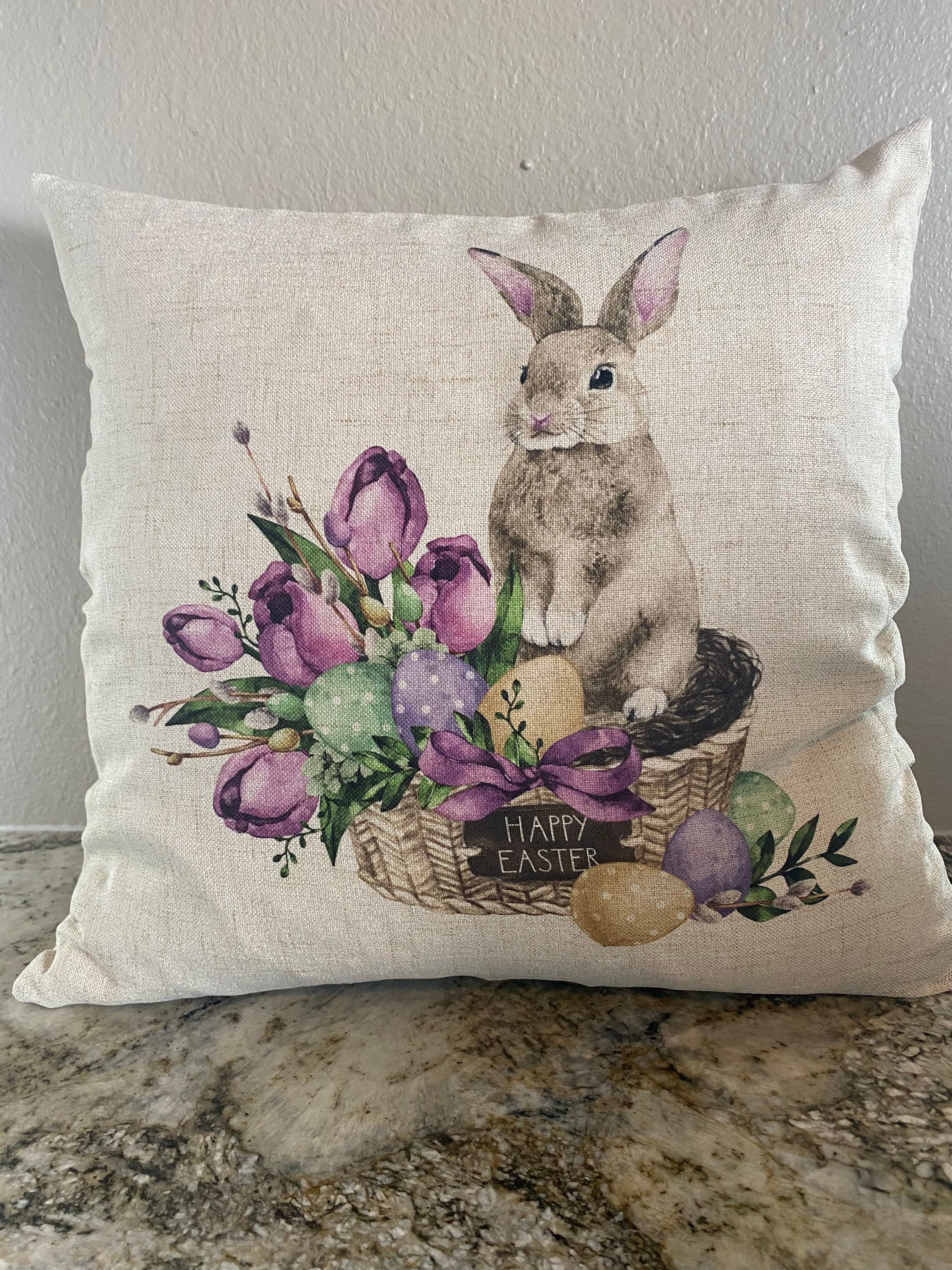 Decorative Easter linen pillow cover Etsy