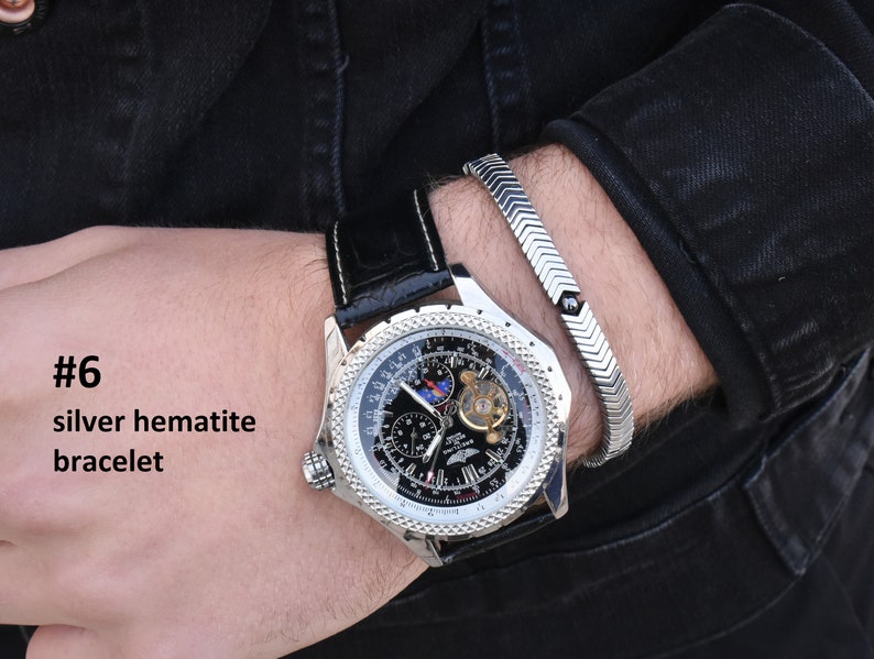 Sale Men/'s Silver Hematite Bracelet Mens Stretching Beaded Silver Hematite Bracelet Jewelry For Men Boyfriend Gift for Him Jewelry for Men