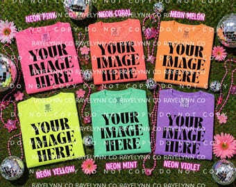 Comfort Colors Flay Lay Neon Mock up- Digital Download