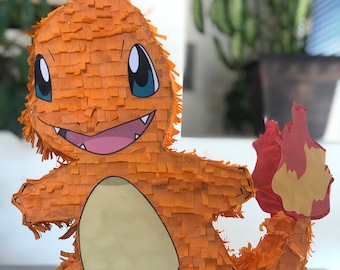 Pokemon Charmander Handmade Pinata Medium 18" | Birthday Party Piñata Decor