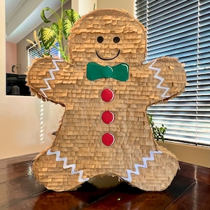 Holiday Christmas Gingerbread Man or Girl Handmade Pinata | Birthday Party Piñata Decor