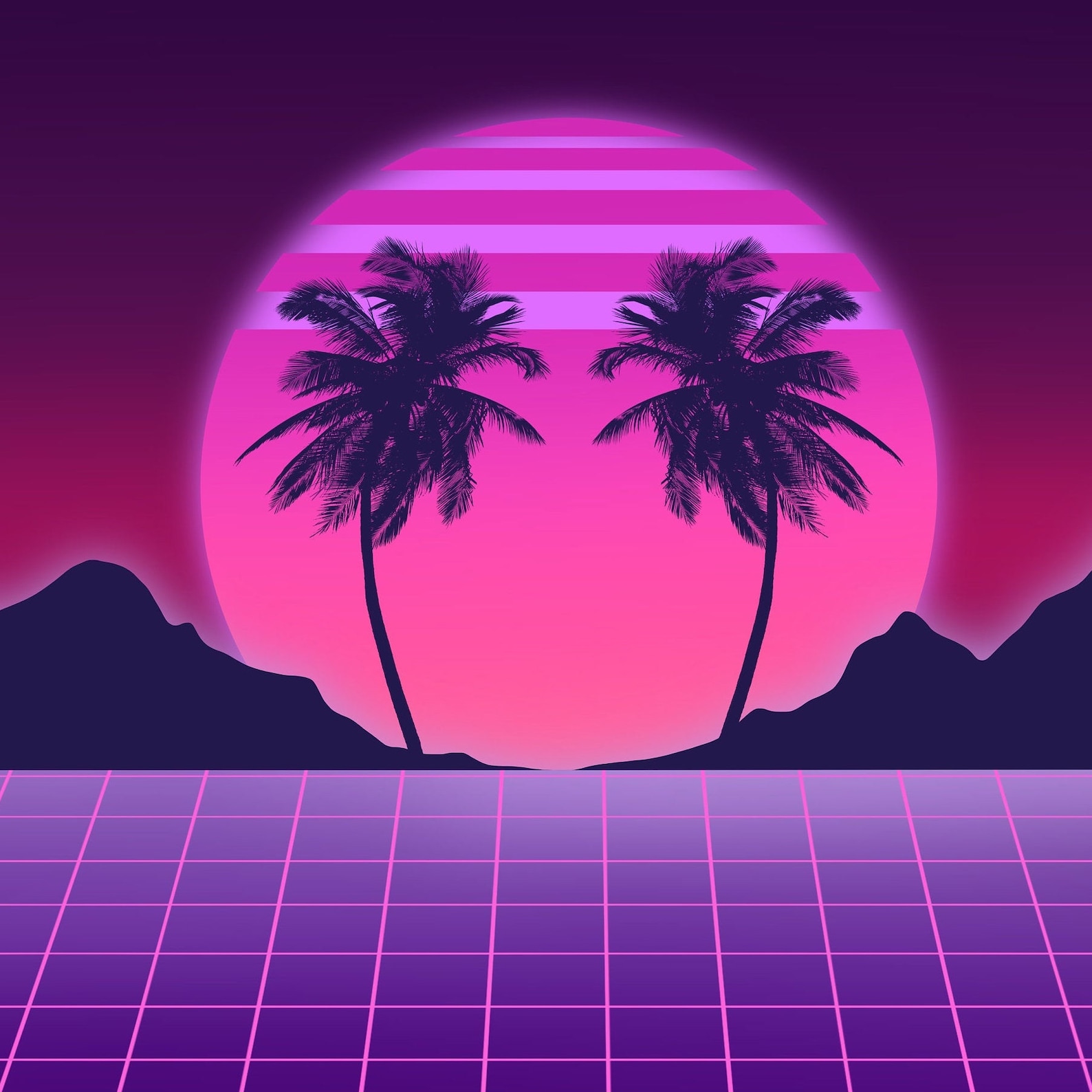 Neon palm tree wall art Vaporwave poster instant download Etsy