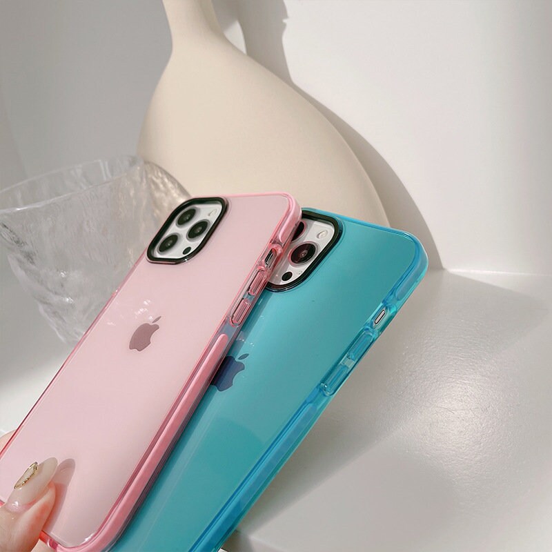 Clear Macaron Color Border Iphone Cases for Iphone 12 11 Pro Etsy