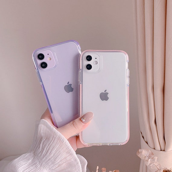 Pink Purple Border Clear Cover Iphone Cases For Iphone 12 11 Etsy
