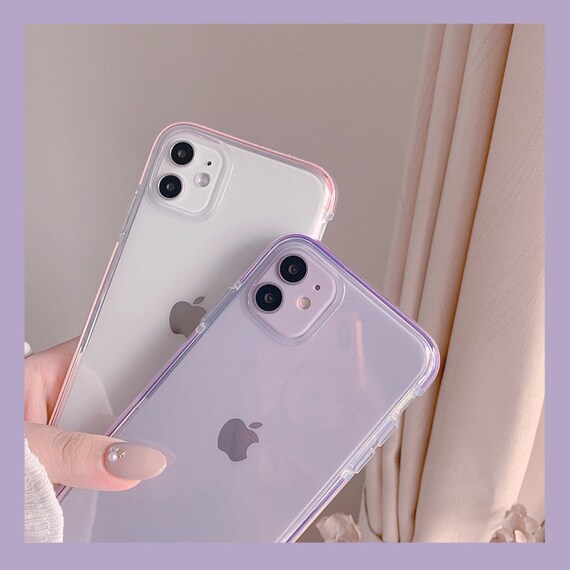 Pink Purple Border Clear Cover Iphone Cases For Iphone 12 11 Etsy