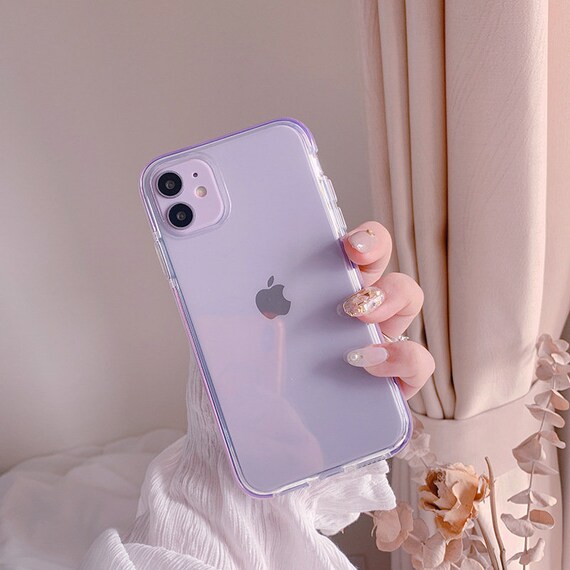 Pink Purple Border Clear Cover Iphone Cases For Iphone 12 11 Etsy