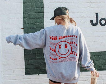 Personalized University Sweatshirt Custom College Shirt, College Gameday Shirt Personalized College Gift Comfort Colors Oversized Sweatshirt