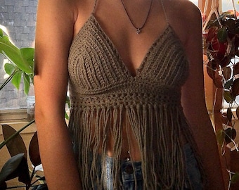 Crochet Fringe Halter Top