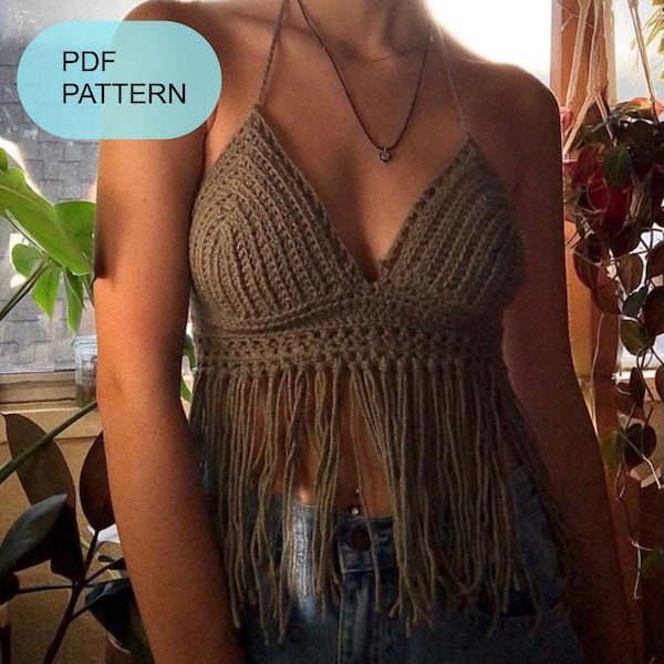 Fringe Crochet Top Pattern- PATTERN ONLY**