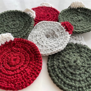 Crochet Holiday Gift Coaster Ornament set of 6