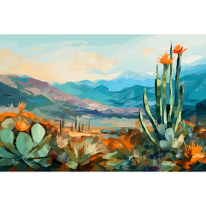 Chisos Mountains Print Big Bend National Park Poster Texas Landscape Painting Southwestern Desert Art Travel Nature Poster