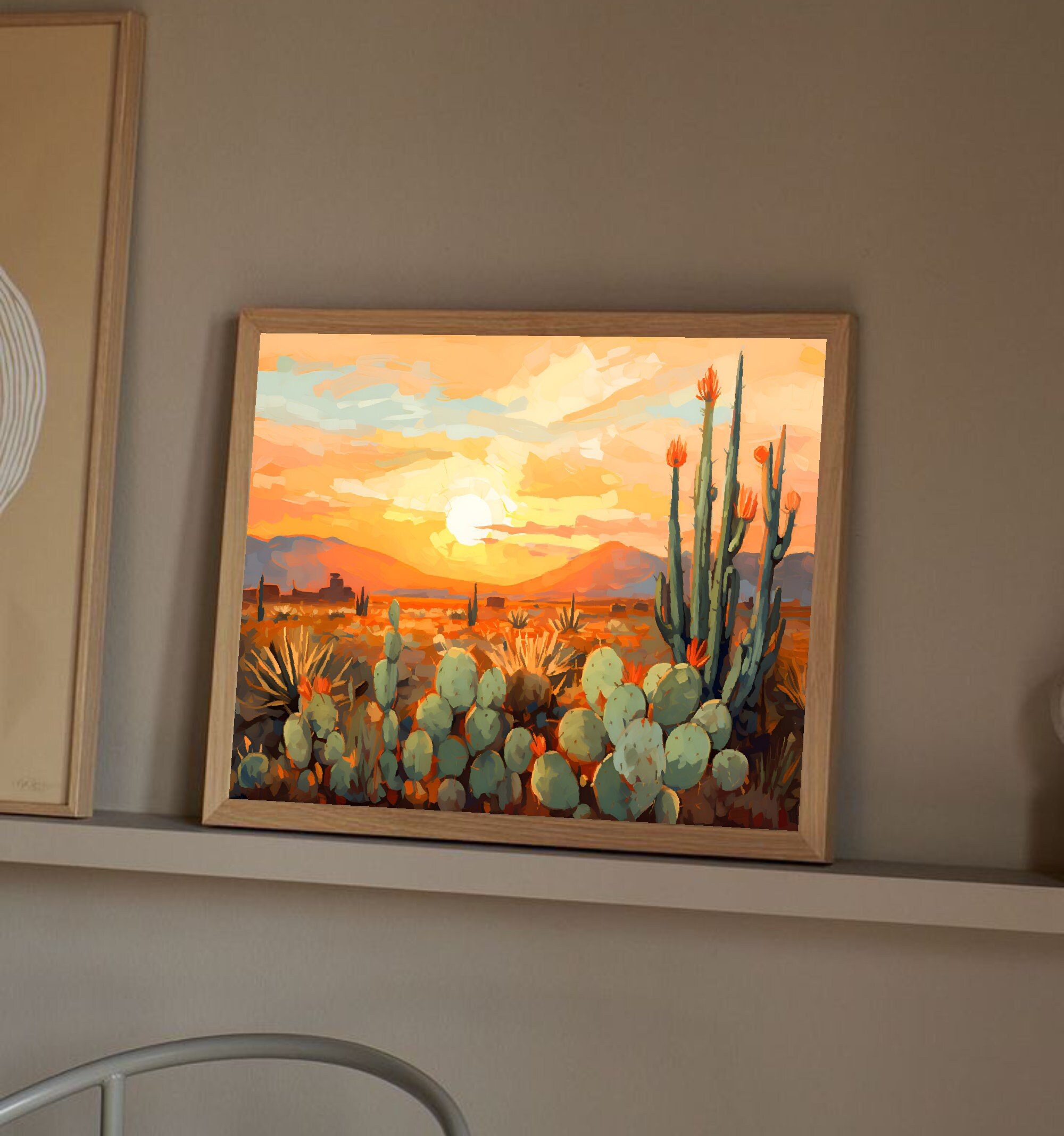 Estrella Mountain Print Arizona Landscape Painting Mountain Valley