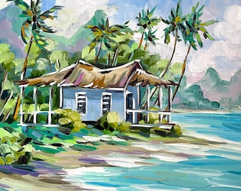 Hawaii Beach Print Maui Coastal Painting Tropical Beach House Decor Hawaiian Wall Art Hawaii Painting Print Wedding Gift Idea