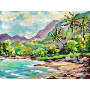 Kauai Painting Hawaii Wall Art Print from Original Oil Painting Large Tropical Artwork Poipu Beach Art by Erika